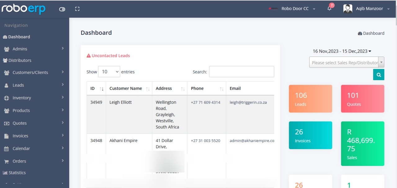 RoboERP Enterprise Resource Planning System